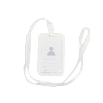 Бейдж на шнурку, вертикальний, колір білий – ATIS, 111 x 69 x 5 мм