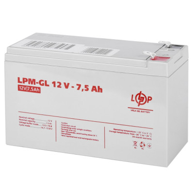 Акумулятор гелевий LPM-GL 12V - 7,5 Ah