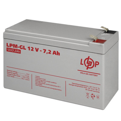 Акумулятор гелевий LPM-GL 12V - 7,2 Ah