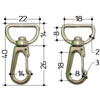 Карабін 40 x 14 x 4 мм для стрічки 18 мм