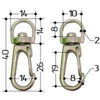 Карабін 40 x 14 x 4 мм для стрічки 10 мм