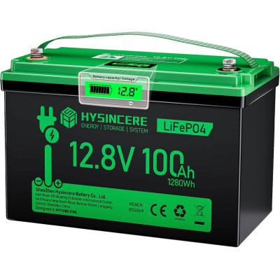 Акумулятор HYSINCERE LiFePO4 12,8 V 100 Ah 1280W Акумулятор HYSINCERE LiFePO4 12,8 V 100 Ah 1280W