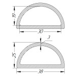 Півкільце металеве 30 * 19 * 3 мм - АКЦІЯ