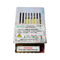 Імпульсний блок живлення 12-24V, 1.5A-0.75A, 18W перфорований регульований