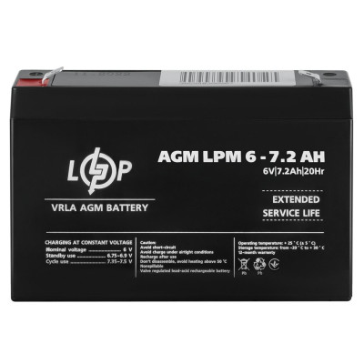 Акумулятор AGM LPM 6V- 7,2Ah