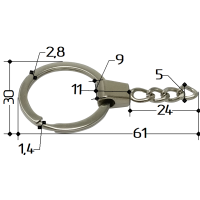 Кільце завідне плоске Ø 30 з ланцюжком