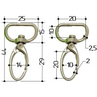 Карабін 44 x 14 x 8 мм для стрічки 20 мм