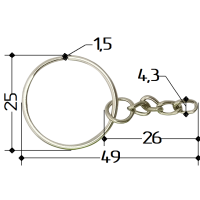 Кільце завідне Ø25 з ланцюжком 26 мм