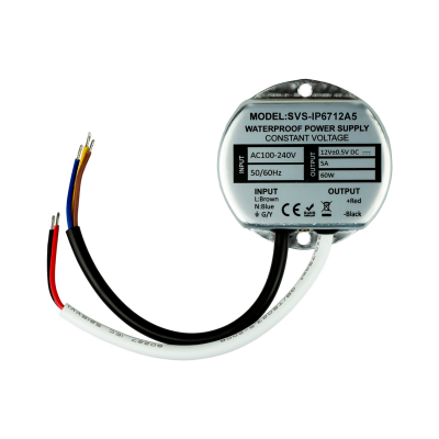 Блок живлення імпульсний вологостійкий 12V, 5А, 60W IP67 (корпусний)