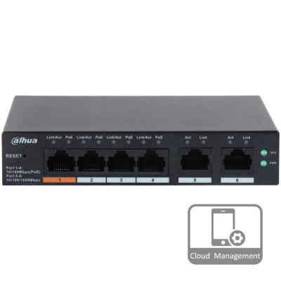 Комутатор 4 порти керований Dahua DH-CS4006-4ET-60 PoE
