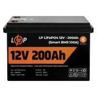 Акумулятор LP LiFePO4 12V (12,8V) - 200 Ah (2560Wh) (Smart BMS 100А) з BT пластик для ДБЖ Акумулятор LP LiFePO4 12V (12,8V) - 200 Ah (2560Wh) (Smart BMS 100А) з BT пластик для ДБЖ