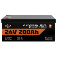 Акумулятор LP LiFePO4 24V (25,6V) - 200 Ah (5120Wh) (Smart BMS 100А) з BT пластик для ДБЖ